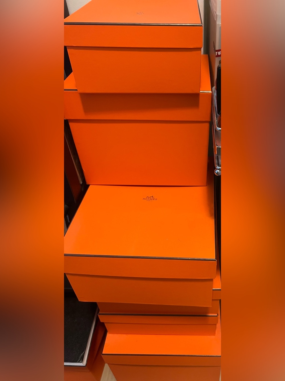 Hermes Orange Stacked Storage Boxes